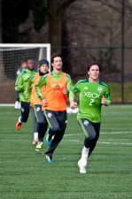 Mike Fucito leads Flaco, Fredy Montero, and Steve Zakuani during sprints